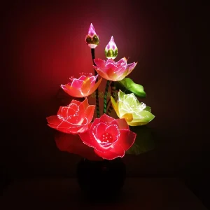 Led Flower Lights 7 Heads Lotus Light Buddha Lamp Fo Lampe Novelty Artistic Optical Fiber Flower