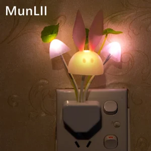 Novelty Night Light 220V EU & US Plug Induction Dream Mushroom Fungus Luminaria Lamp 3 LED Mushroom Lamp led night lights 7 colo