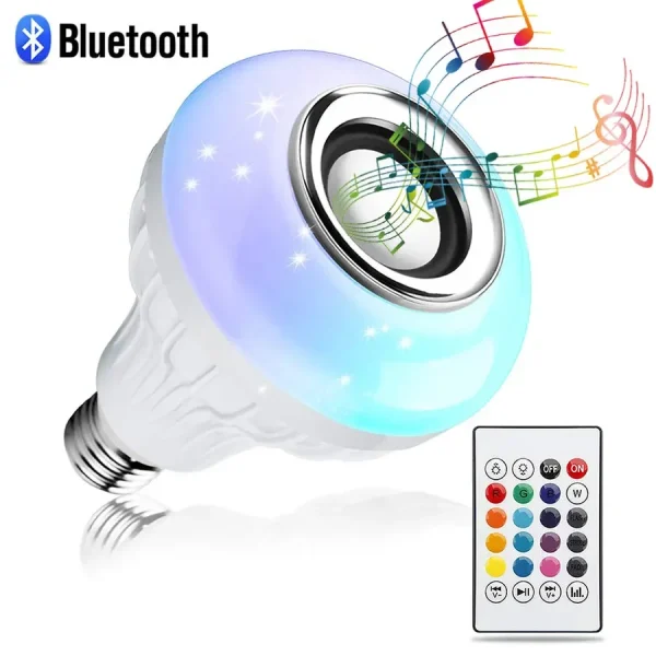 AC 85-265V E27 LED12W Light Bulb RGB Multi-colour Change Bluetooth Speaker Music Playback Function Bedroom Party Decoration - Image 2