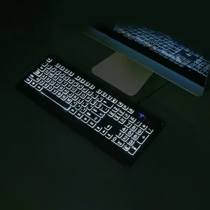 Print Backlit Keyboard Large Wired USB Lighted Computer Keyboard for Seniors and Low for Vision Individuals White Backl