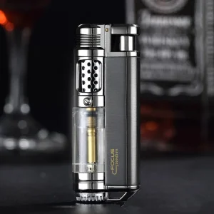 Visible Gas Window Flashlight Cigar Lighter Jet Butane Metal Turbo Windproof Lighter Portable Airbrush 1300C Men’s Gadget